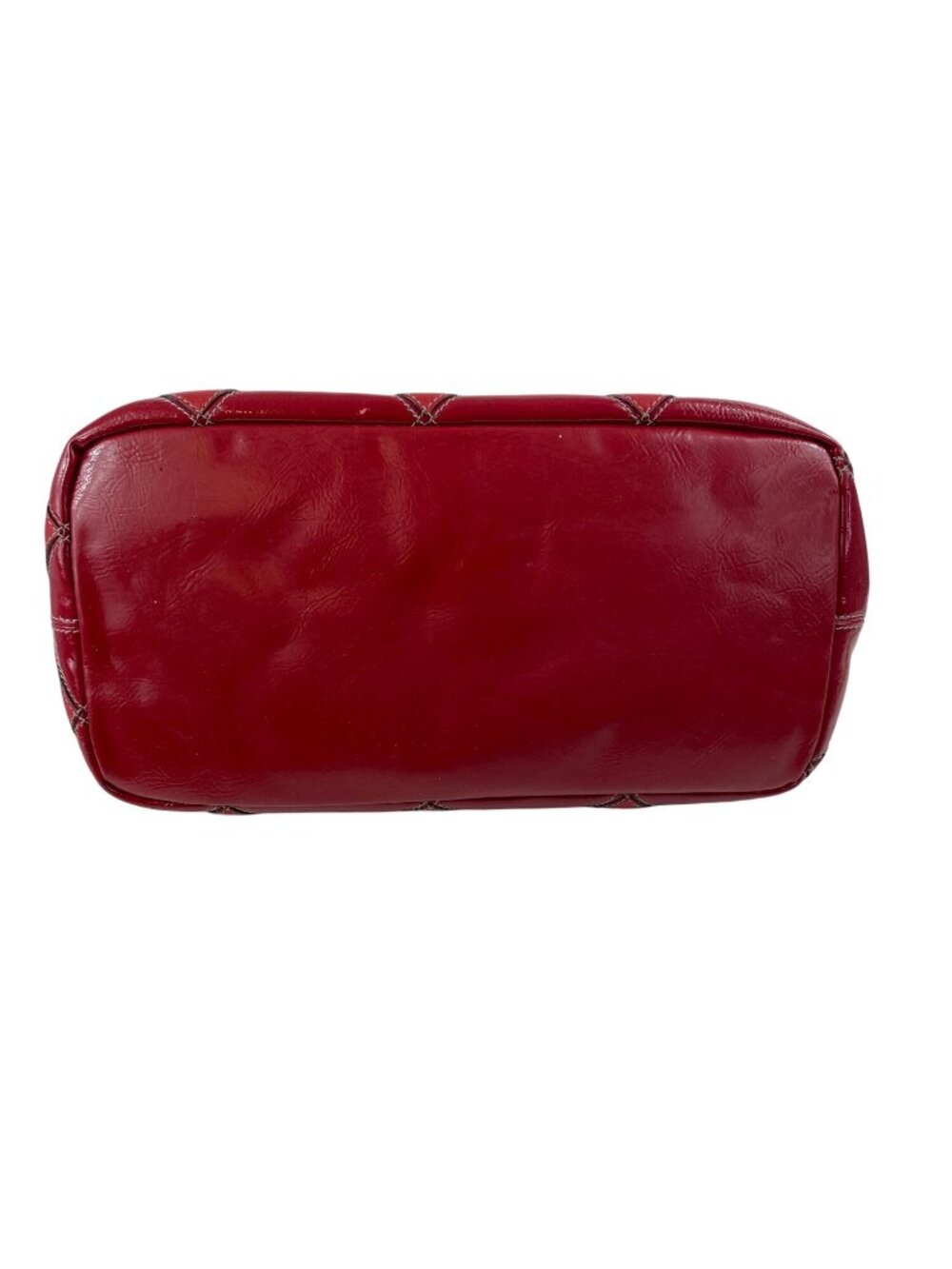 Tignanello Red Glossy Quilted Tote Bag With Dual Handles - Picture 5 of 16